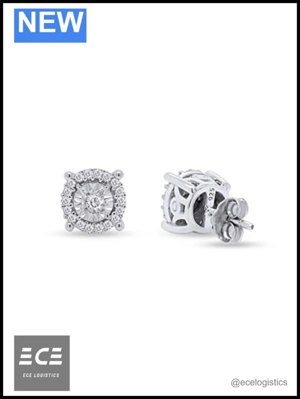 Miracle-Set Halo Cluster Stud Earrings 1/4ctw Natural Diamond 14k White Gold